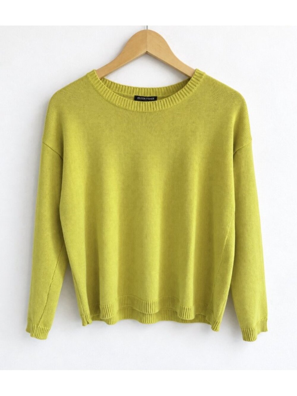 Eileen Fisher Organic Linen Cotton Knit Sweater Chartreuse Yellow Women’s XXS